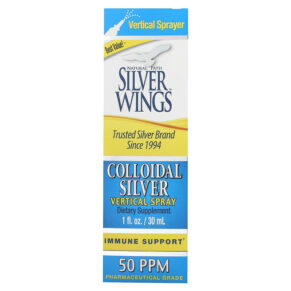 Natural Path Silver Wings Colloidal Silver Vertical Spray 50 PPM 1 fl oz (30 ml) 613405770777