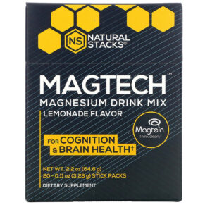 Natural Stacks MagTech Magnesium Drink Mix Lemonade 20 Stick Packs 0.11 oz (3.23 g) 652508121413