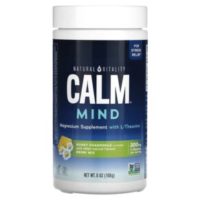 Natural Vitality CALM Mind Magnesium Supplement + L-Theanine Drink Mix Honey Chamomile 6 oz (168 g) 840230344044