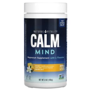 Natural Vitality CALM Mind Magnesium Supplement + L-Theanine Drink Mix Honey Vanilla 6 oz (168 g) 840230344068
