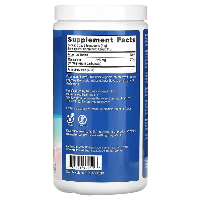 Natural Vitality CALM The Anti-Stress Drink Mix Raspberry-Lemon 16 oz (453 g) 8 Thành phần vi chất Natural Vitality CALM The Anti-Stress Drink Mix Raspberry-Lemon 16 oz (453 g) 183405000117