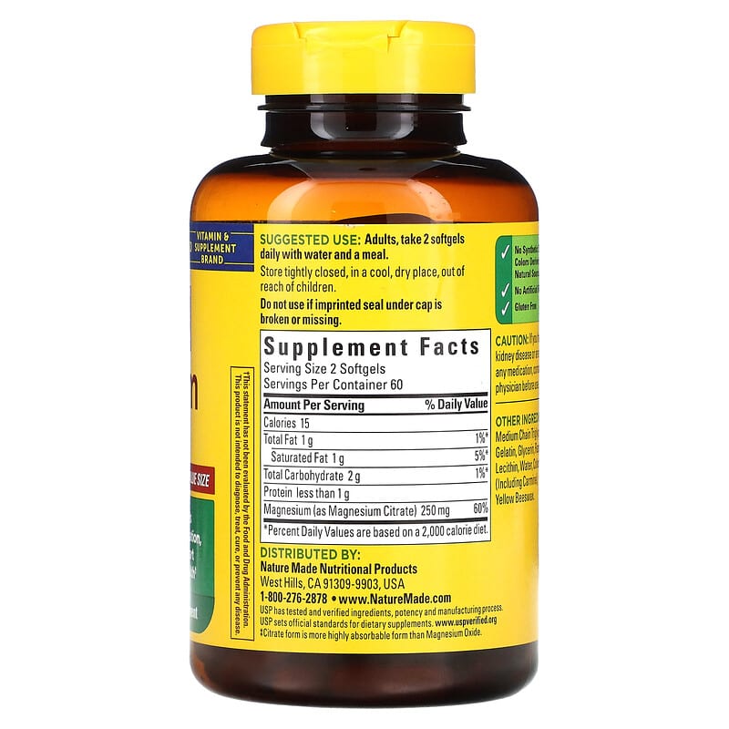 Nature Made Magnesium Citrate 125 mg 120 Softgels 8 Thành phần vi chất Nature Made Magnesium Citrate 125 mg 120 viên 031604028954