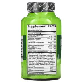 NATURELO B Complex with a Fruit & Vegetable Blend Plus CoQ10 120 Vegetarian Capsules 628110628299
