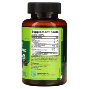 NATURELO Elderberry Immune Support Gummies 60 Vegan Friendly Gummies 628110628572