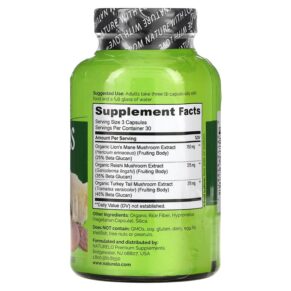 NATURELO Mushrooms Brain + Immune Blend 90 Vegetarian Capsules 3 NATURELO Mushrooms Brain + Immune Blend 90 Vegetarian Capsules 628110628817