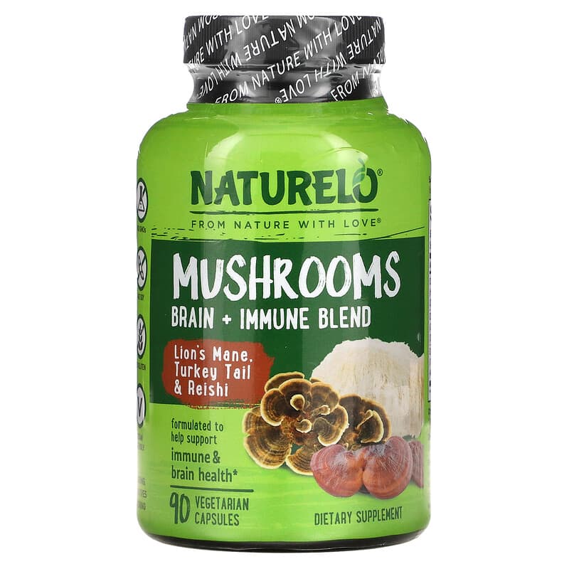 NATURELO Mushrooms Brain + Immune Blend 90 Vegetarian Capsules 1 NATURELO Mushrooms Brain + Immune Blend 90 viên 628110628817