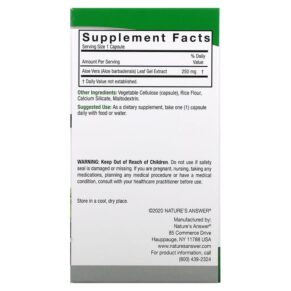 Nature's Answer Aloe Vera Phytogel 250 mg 90 Vegetarian Capsules 083000161148