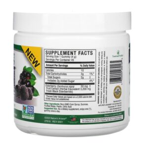 Nature's Answer Black Elderberry Sambucus Daily Gummies 2X Strength 3.200 mg 45 Pectin Gummies 083000269165