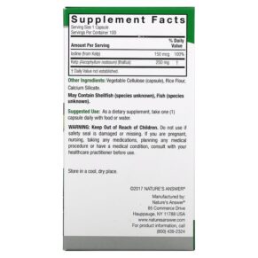 Nature's Answer Kelp Thallus 100 Veggie Capsules 083000162909