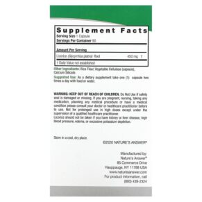 Nature's Answer Licorice 450 mg 90 Vegetarian Capsules 083000162947