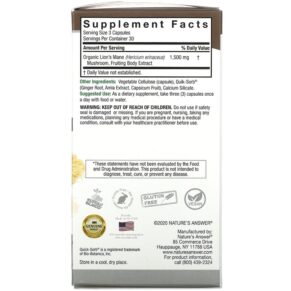 Nature's Answer Lion's Mane 500 mg 90 Vegetarian Capsules 083000161728