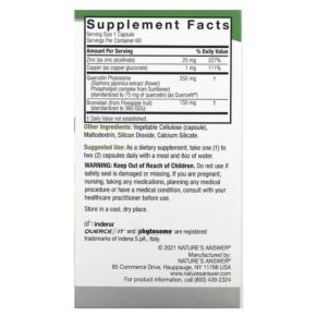 Nature's Answer Quercetin Blend 250 mg 60 Vegetarian Capsules 083000165313