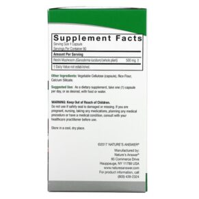 Nature's Answer Reishi 500 mg 90 Vegetarian Capsules 083000163227