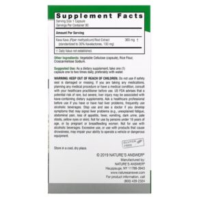 Nature's Answer Standardized Kava-6 90 Vegetarian Capsules 083000164057