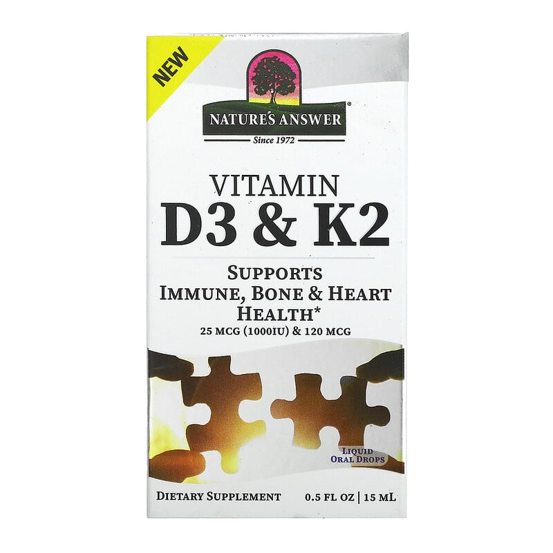 Nature's Answer Vitamin D3 & K2 0.5 fl oz (15 ml) 1 Nature's Answer Vitamin D3 & K2 0.5 fl oz (15 ml) 083000261398