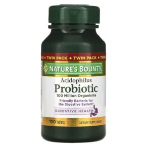 Nature's Bounty Acidophilus Probiotic Twin Pack 100 Tablets Each 074312307096