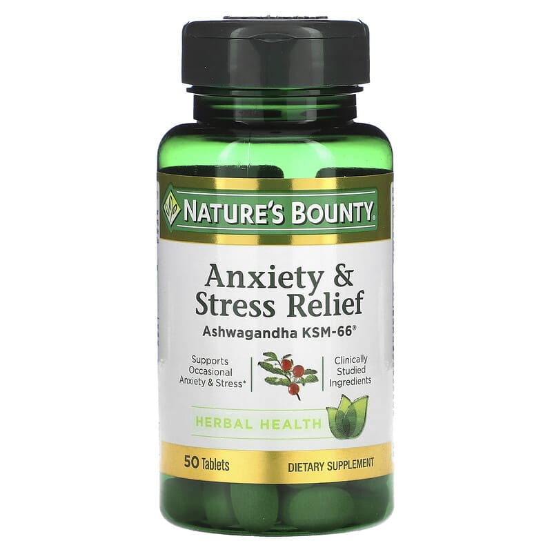 Nature's Bounty Anxiety & Stress Relief Ashwagandha KSM-66 50 Tablets 1 Nature's Bounty Anxiety & Stress Relief Ashwagandha KSM-66 50 viên 074312004919