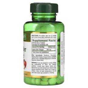 Nature's Bounty Apple Cider Vinegar 240 mg 200 Tablets 074312785702
