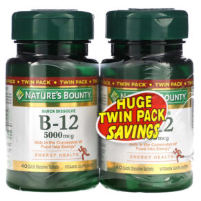 Nature's Bounty B-12 Naturally Cherry 5.000 mcg Twin Pack 40 viên 074312793431