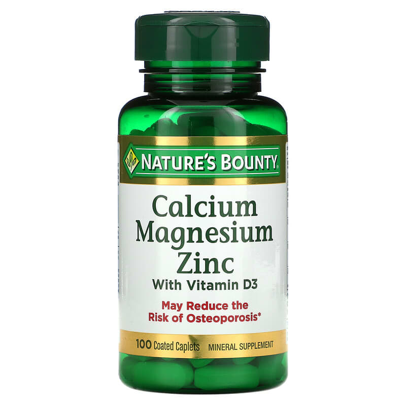 Nature's Bounty Calcium Magnesium Zinc with Vitamin D3 100 Coated Caplets 1 Nature's Bounty Calcium Magnesium Zinc + Vitamin D3 100 viên 074312042904