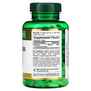 Nature's Bounty Magnesium 500 mg 200 Coated Tablets 3 Nature's Bounty Magnesium 500 mg 200 Coated Tablets 074312530869