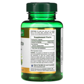 Nature's Bounty Saw Palmetto 450 mg 100 Capsules 074312441912