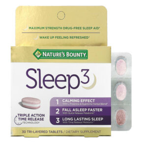 Nature's Bounty Sleep 3 Maximum Strength Drug-Free Sleep Aid 30 Tri-Layered viên 074312005251