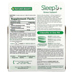 Nature's Bounty Sleep3+ Stress Support 56 Tri-Layer Tablets 074312006968