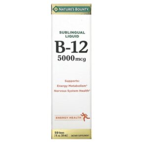Nature's Bounty Sublingual Liquid Vitamin B12 5.000 mcg 2 fl oz (59 ml) 074312181870