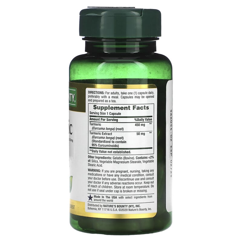 Nature's Bounty Turmeric 450 mg 60 Capsules 8 Thành phần vi chất Nature's Bounty Turmeric 450 mg 60 viên 074312154171