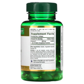 Nature's Bounty Vitamin E Pure Dl-Alpha 450 mg (1.000 IU) 60 Rapid Release Softgels 074312017995