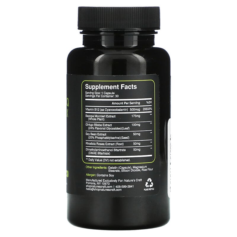 Natures Craft Brain + IQ Complex 30 Capsules 8 Thành phần vi chất Natures Craft Brain + IQ Complex 30 viên 850019770193