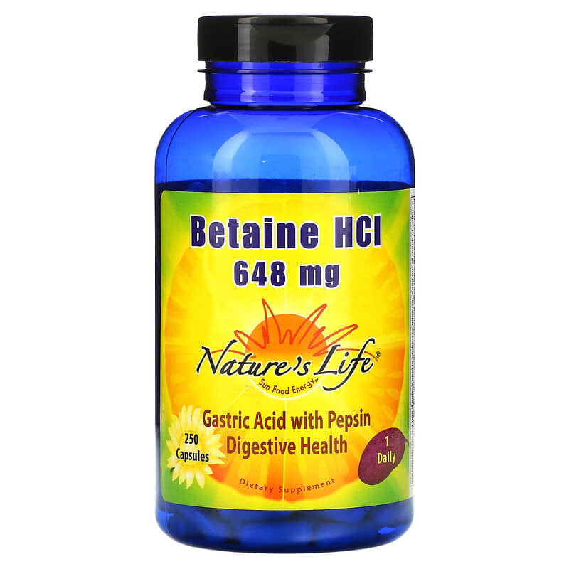 Nature's Life Betaine HCL 648 mg 250 Capsules 1 Nature's Life Betaine HCL 648 mg 250 viên 040647004108