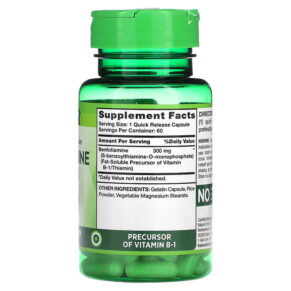 Nature's Truth Benfotiamine 300 mg 60 Quick Release Capsules 840093120199