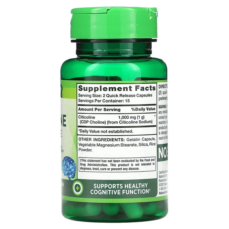 Nature's Truth Citicoline CDP Choline 1.000 mg 30 Quick Release Capsules 8 Thành phần vi chất Nature's Truth Citicoline CDP Choline 1.000 mg 30 Quick Release viên 840093116673