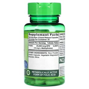 Nature's Truth Extra Strength L-Methyl Folate 7.5 mg 60 Quick Release Capsules 840093116666