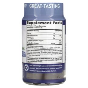 Nature's Truth Extra Strength Zinc Natural Mixed Berry 50 mg 60 Vegan Gummies 840093115614
