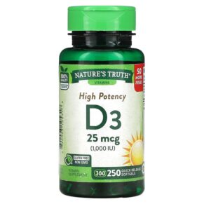 Nature's Truth High Potency Vitamin D3 25 mcg (1.000 IU) 250 Quick Release viên 840093105318