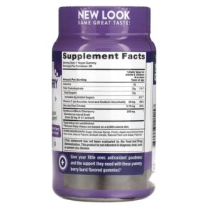 Nature's Truth Just 4 Kids Black Elderberry + Vitamin C Zinc Natural Berry Berry 50 Vegan Gummies 840093115157