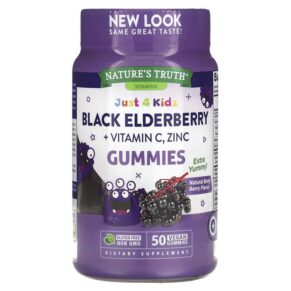 Nature's Truth Just 4 Kids Black Elderberry + Vitamin C Zinc Natural Berry Berry 50 viên 840093115157