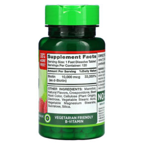 Nature's Truth Maximum Biotin Natural Berry 10.000 mcg 120 Fast Dissolve Tablets 840093101679