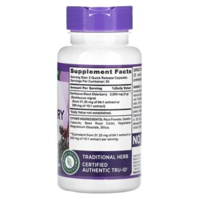 Nature's Truth Sambucus Black Elderberry 1.000 mg 100 Quick Release Capsules 840093112842