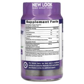 Nature's Truth Sambucus Black Elderberry Plus Vitamin C Zinc Natural Berry 50 Vegan Gummies 840093113733