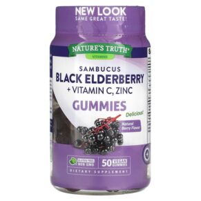 Nature's Truth Sambucus Black Elderberry Plus Vitamin C Zinc Natural Berry 50 viên 840093113733