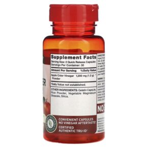 Nature's Truth Triple Strength Apple Cider Vinegar 600 mg 60 Quick Release Capsules 840093102003