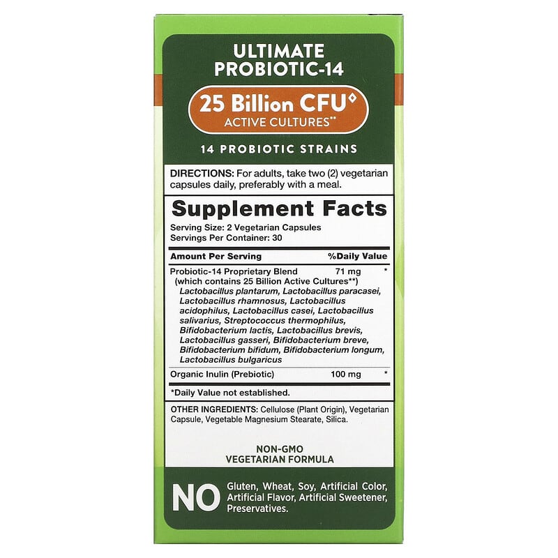 Nature's Truth Ultimate Probiotic-14 25 Billion 60 Vegetarian Capsules 8 Thành phần vi chất Nature's Truth Ultimate Probiotic-14 25 Billion 60 viên 840093100832