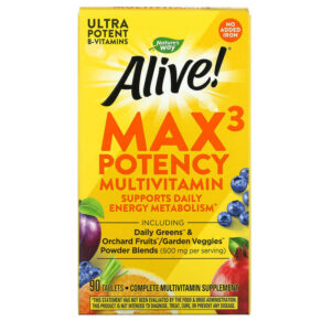 Nature's Way Alive! Max3 Potency Multivitamin No Added Iron 90 viên 033674149317