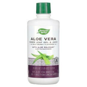 Nature's Way Aloe Vera Inner Leaf Gel & Juice + Aloe Polymax Wild Berry 33.8 fl oz (1 Liter) 033674142820