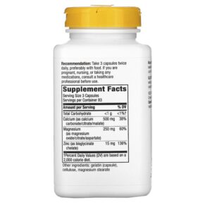 Nature's Way Calcium Mag & Zinc Mineral Complex 765  mg 250 Capsules 033674414118