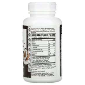 Nature's Way Coconut Oil Pure Extra Virgin 1.000 mg 120 Softgels 033674100097